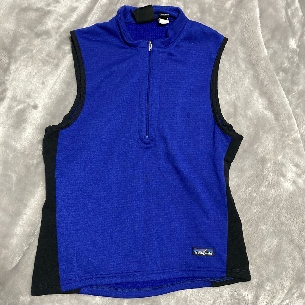 Patagonia Polartec Regulator Sleeveless Half Zip Fleece Vest Blue Black Small